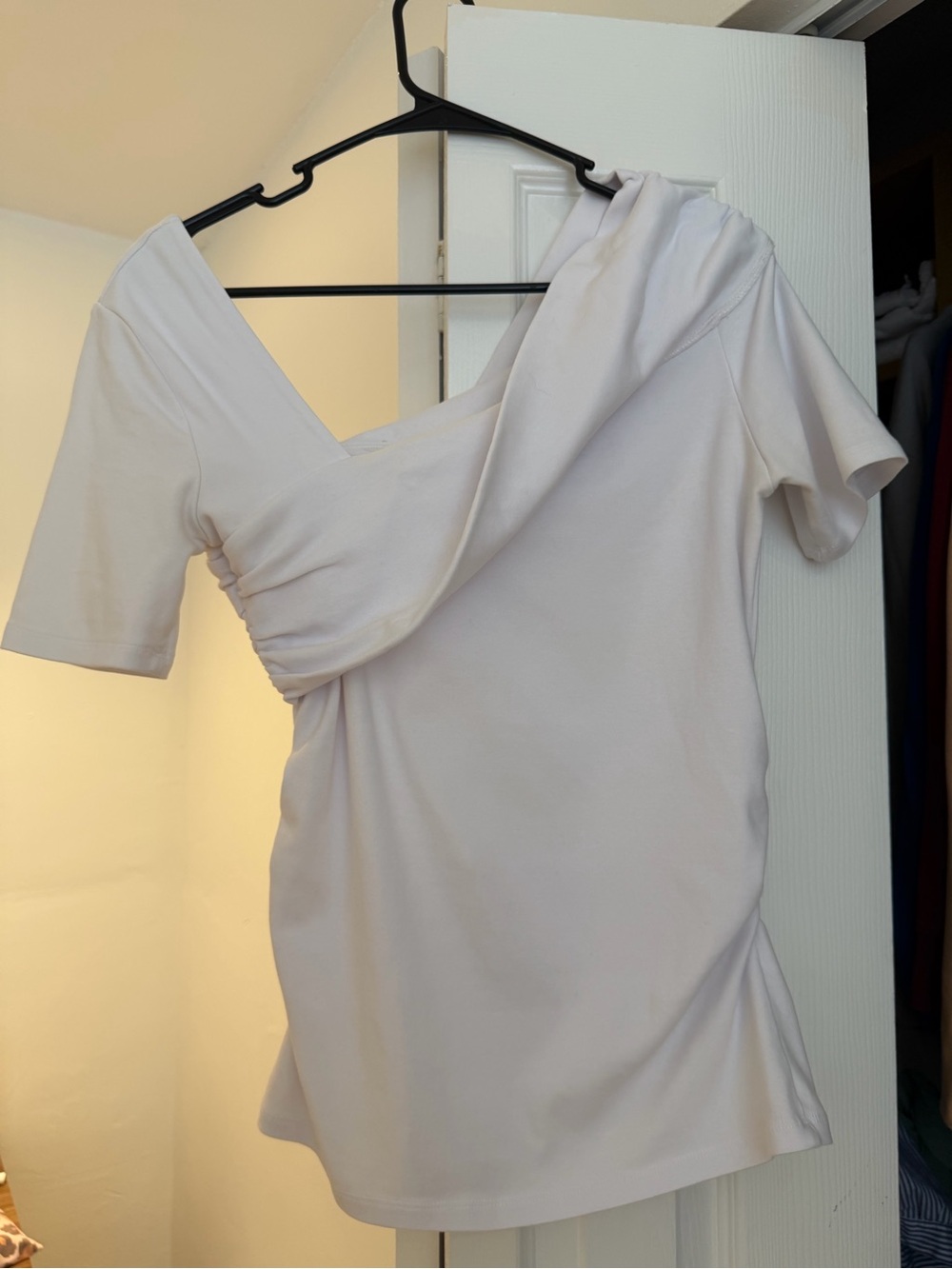Zara One-Shoulder White Draped Top Dress
